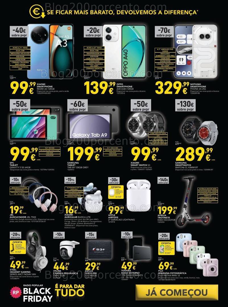 Antevisão Folheto RADIO POPULAR Black Friday Promoções de 5 a 11 novembro