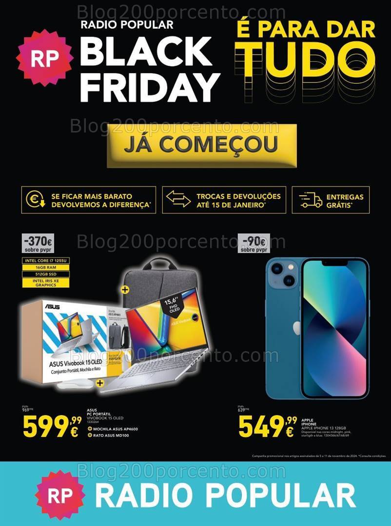 Antevisão Folheto RADIO POPULAR Black Friday Promoções de 5 a 11 novembro