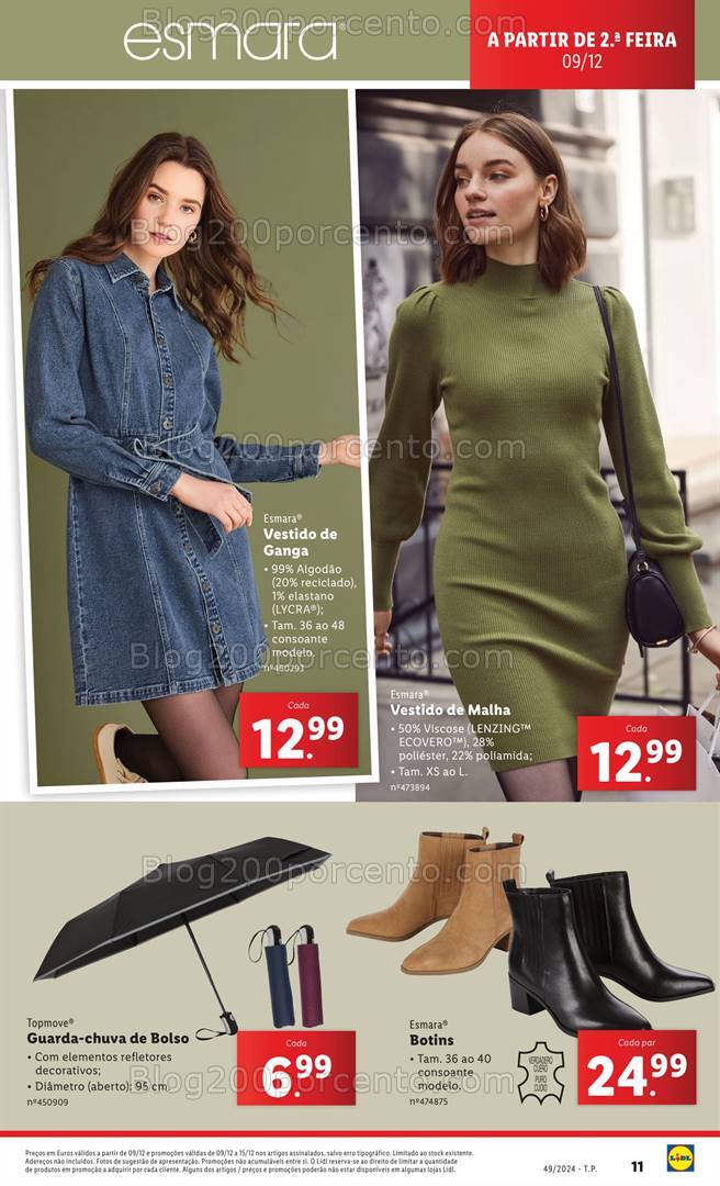Antevisão Folheto LIDL Moda Esmara Promoções a partir de 9 dezembro