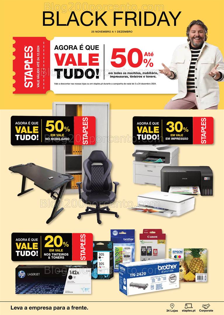 Antevisão Folheto STAPLES Black Friday - 25 novembro a 1 dezembro