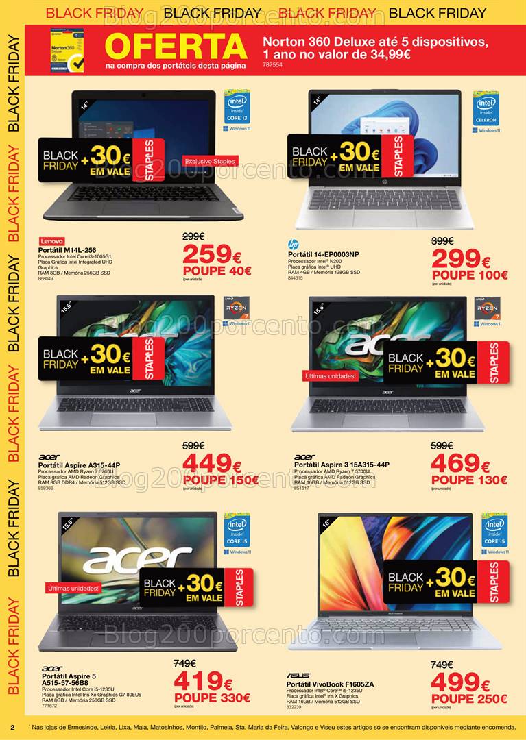 Antevisão Folheto STAPLES Black Friday - 25 novembro a 1 dezembro