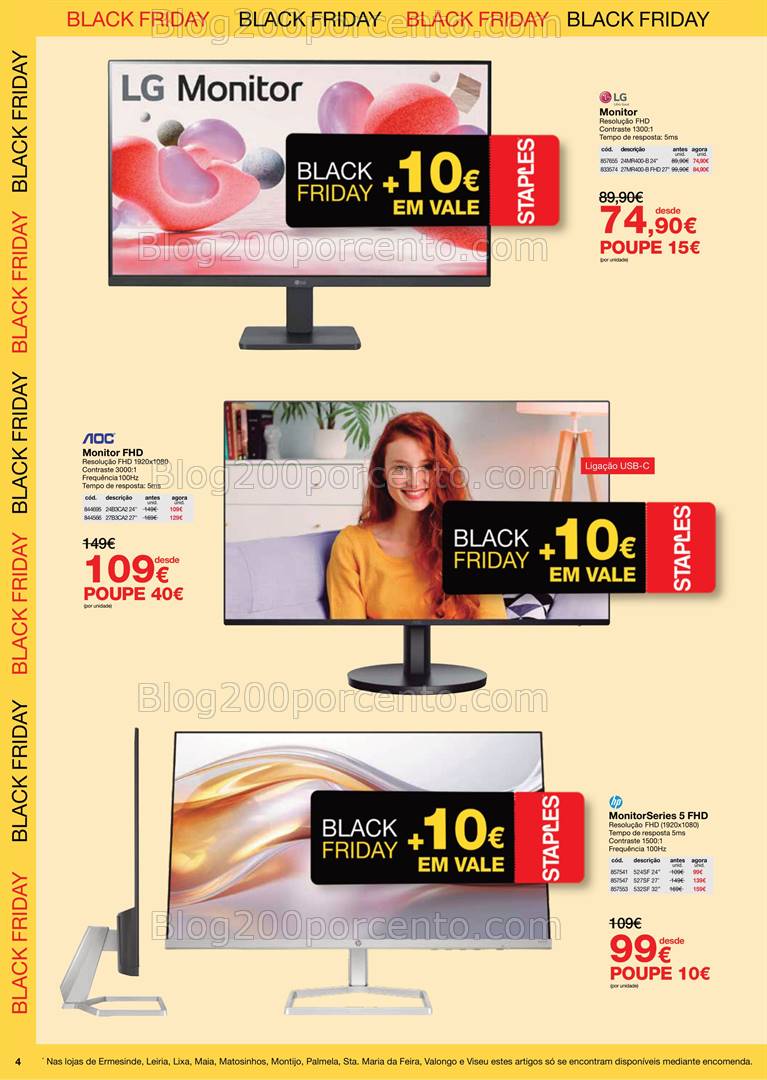 Antevisão Folheto STAPLES Black Friday - 25 novembro a 1 dezembro