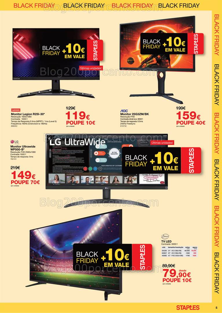 Antevisão Folheto STAPLES Black Friday - 25 novembro a 1 dezembro