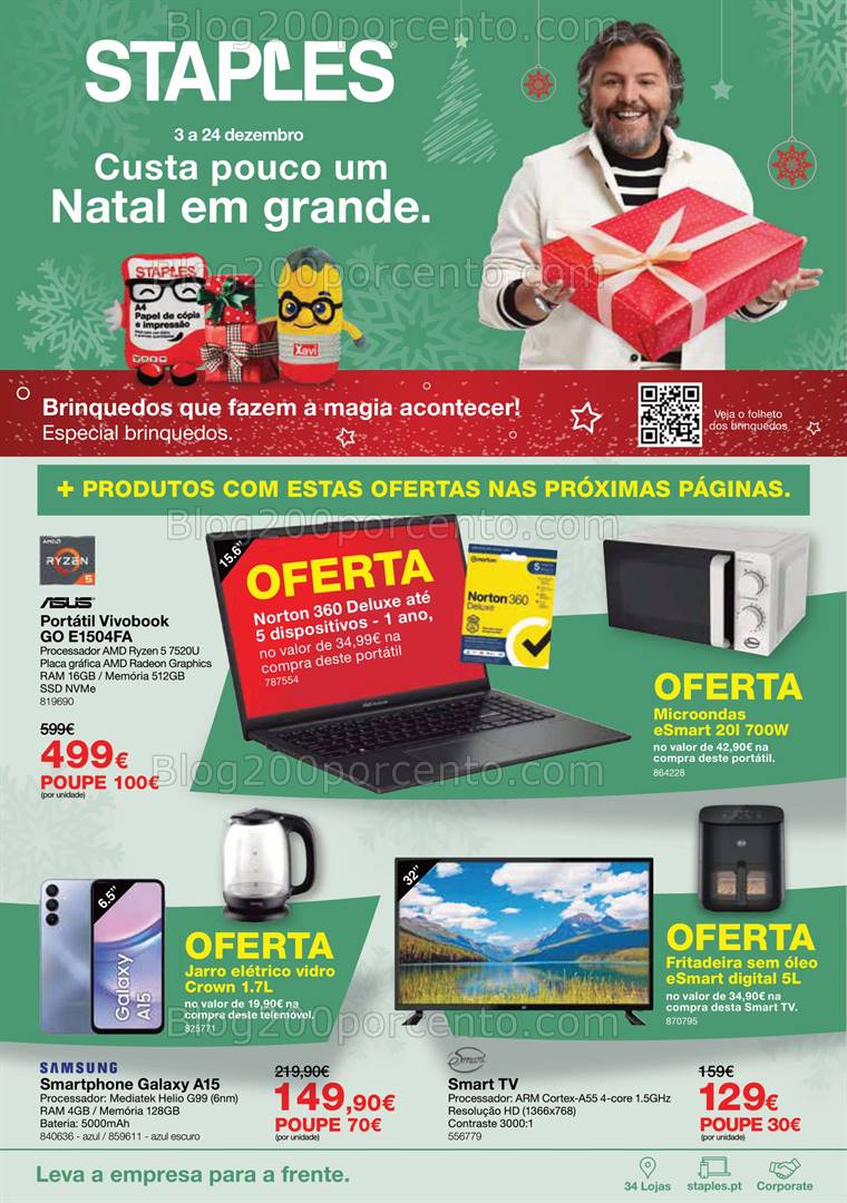 Antevisão Folheto STAPLES Natal Promoções de 3 a 24 dezembro