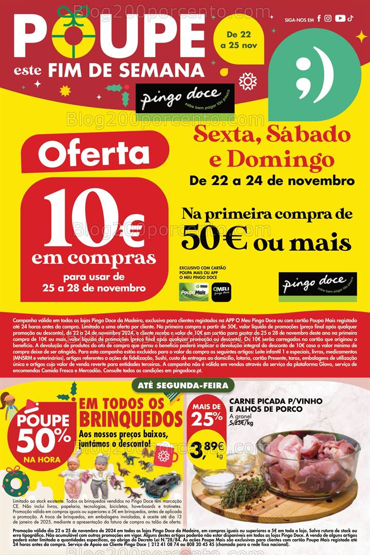 Antevisão Folheto PINGO DOCE Promoções Fim de Semana - 22 a 25 novembro