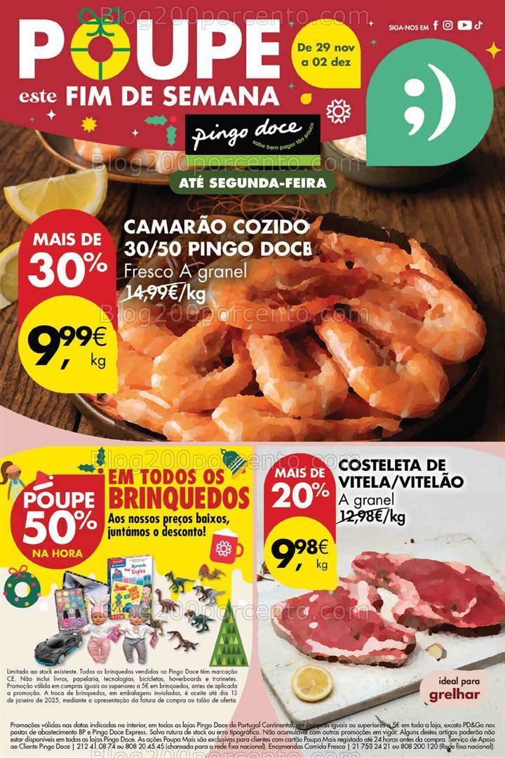 Antevisão Folheto PINGO DOCE Promoções Fim de Semana - 29 novembro a 2 dezembro