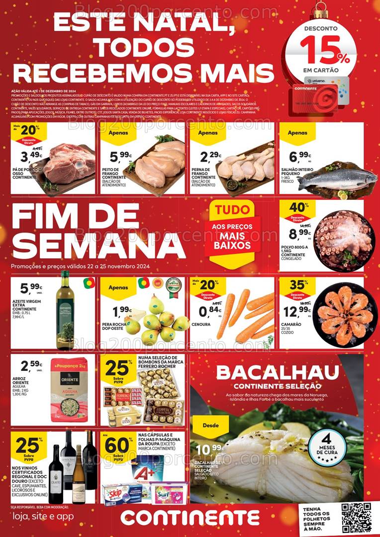 Antevisão Folheto CONTINENTE Promoções Fim de Semana - 22 a 25 novembro