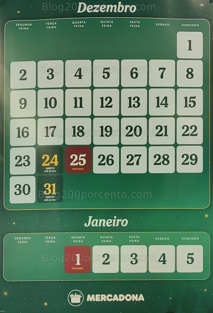 ALERTA - MERCADONA - Antevisão Horário de Natal e Ano Novo!