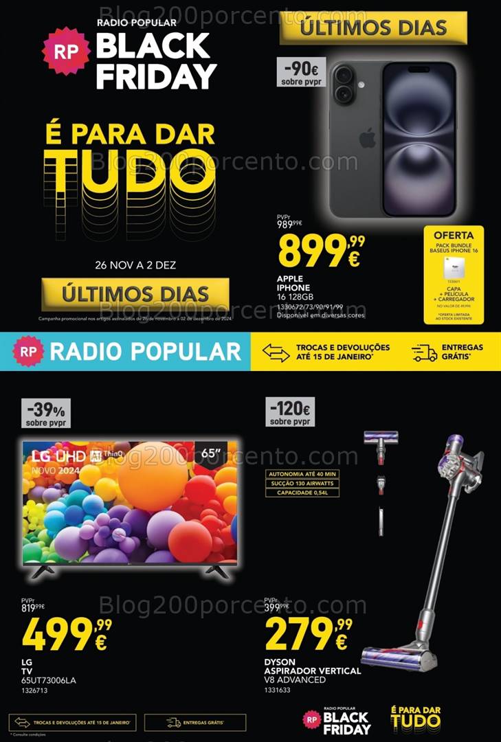 Antevisão Folheto RADIO POPULAR Black Friday Promoções de 26 novembro a 2 dezembro