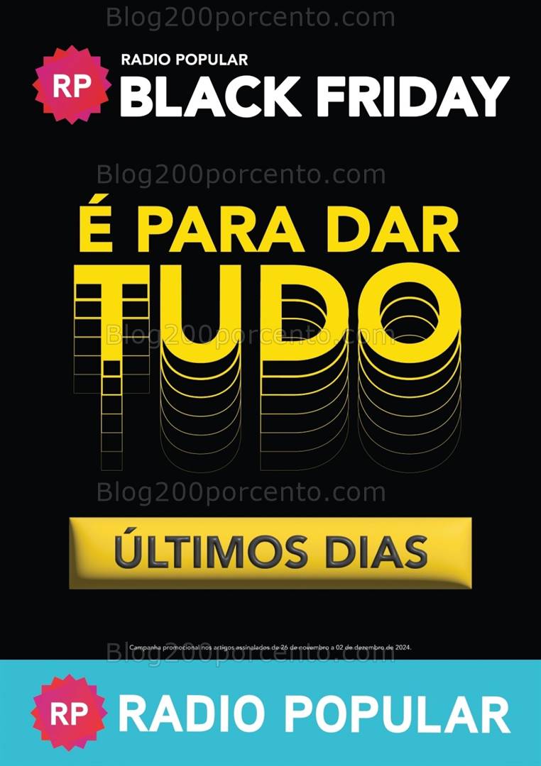 Antevisão Folheto RADIO POPULAR Black Friday Extra Promoções até 2 dezembro