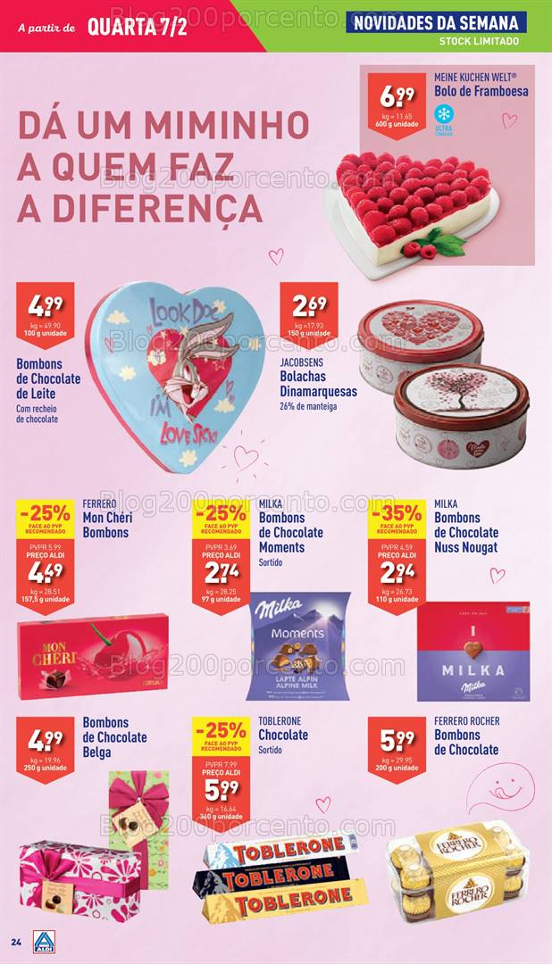 Antevisão Folheto ALDI Dia dos Namorados Promoções de 7 a 13 fevereiro