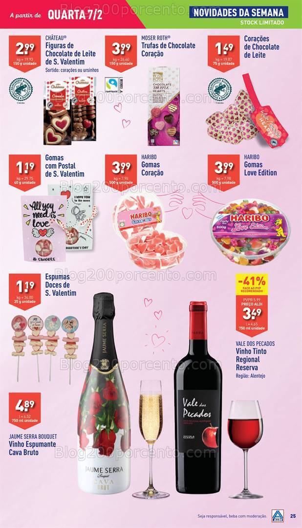 Antevisão Folheto ALDI Dia dos Namorados Promoções de 7 a 13 fevereiro