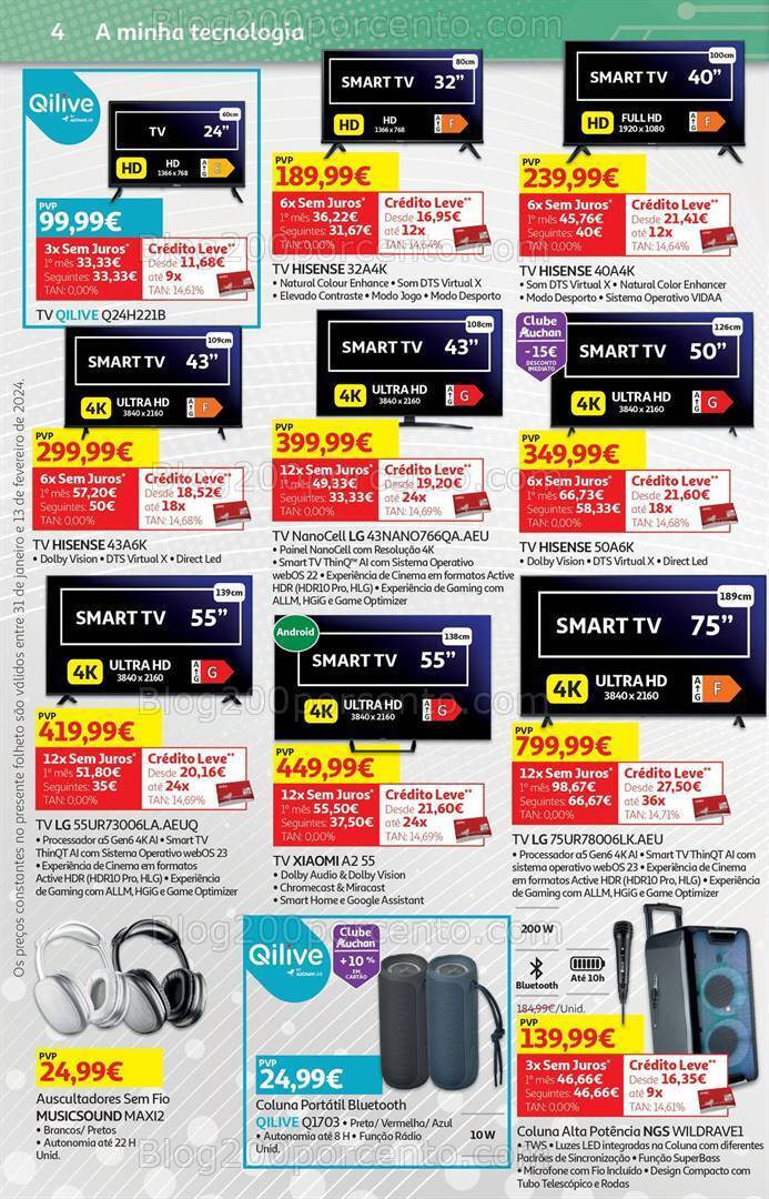 Antevisão Folheto AUCHAN Tecnologia Promoções de 31 janeiro a 13 fevereiro