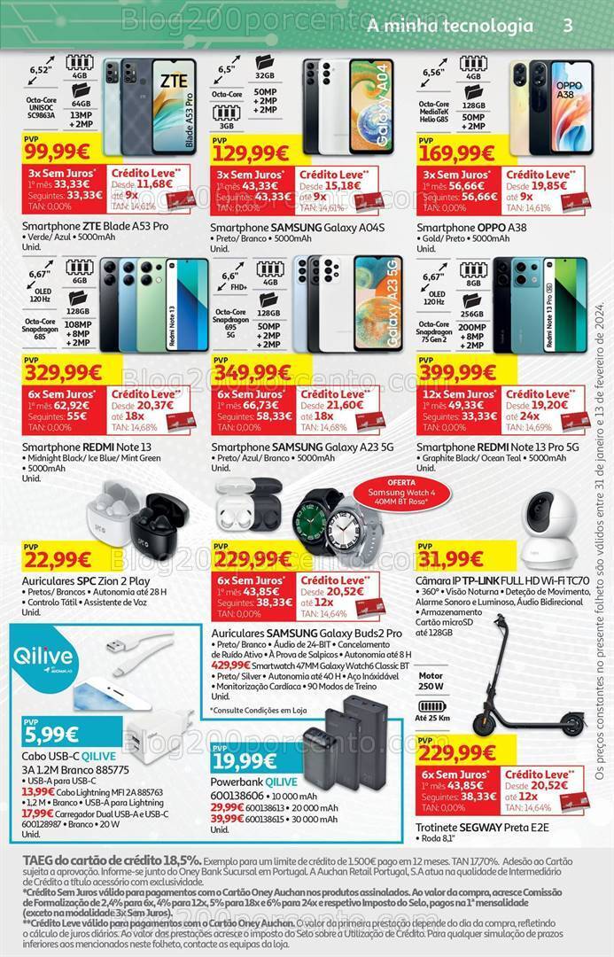 Antevisão Folheto AUCHAN Tecnologia Promoções de 31 janeiro a 13 fevereiro