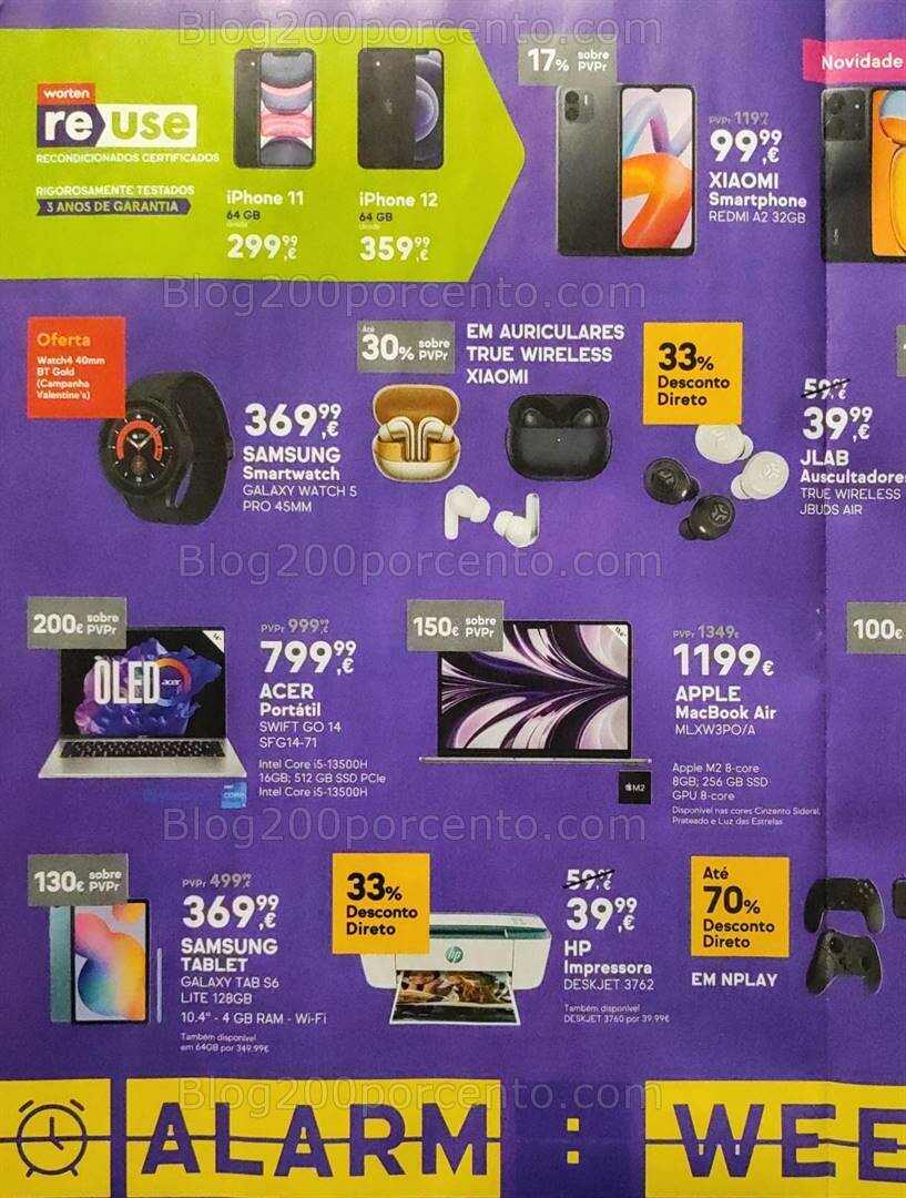 Antevisão Folheto WORTEN Alarm Week Promoções de 1 a 5 fevereiro