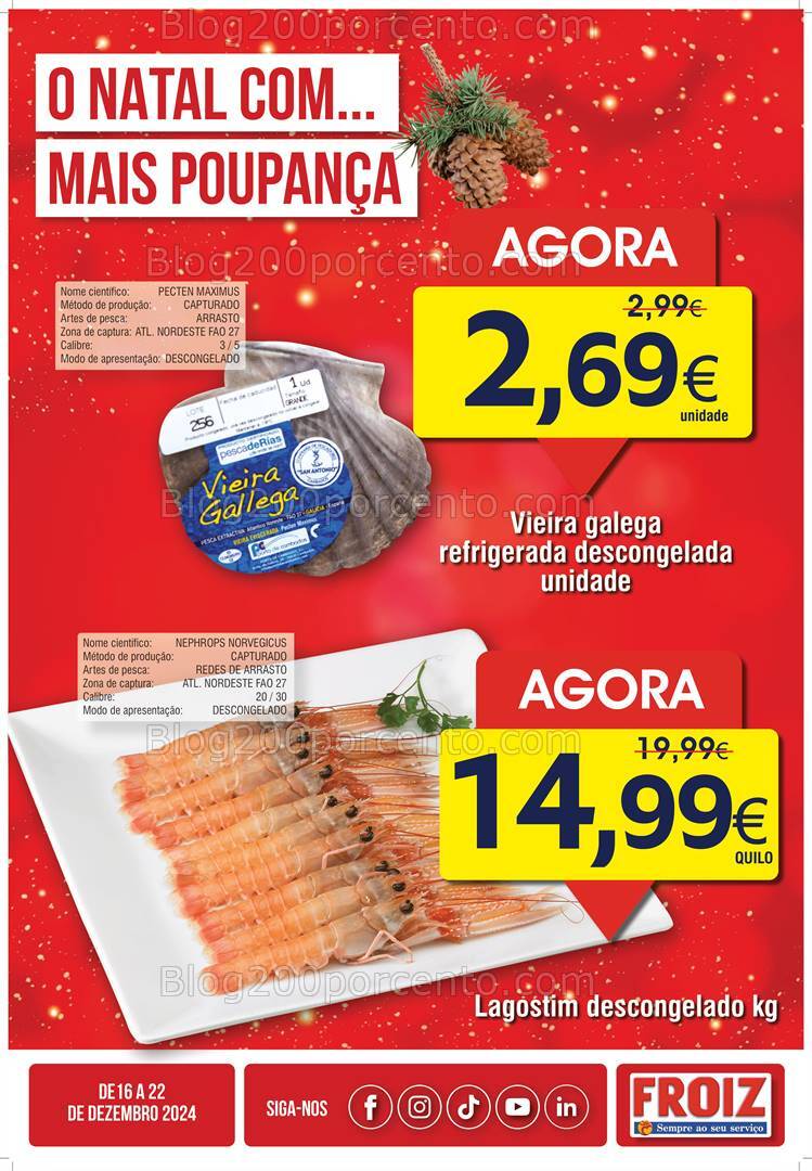 Antevisão Folheto FROIZ Promoções de 16 a 22 dezembro