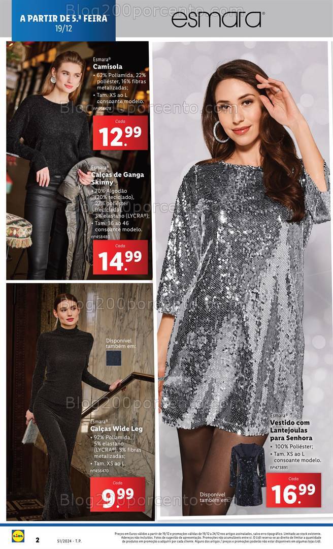 Antevisão Folheto LIDL Moda Promoções de 19 a 24 dezembro