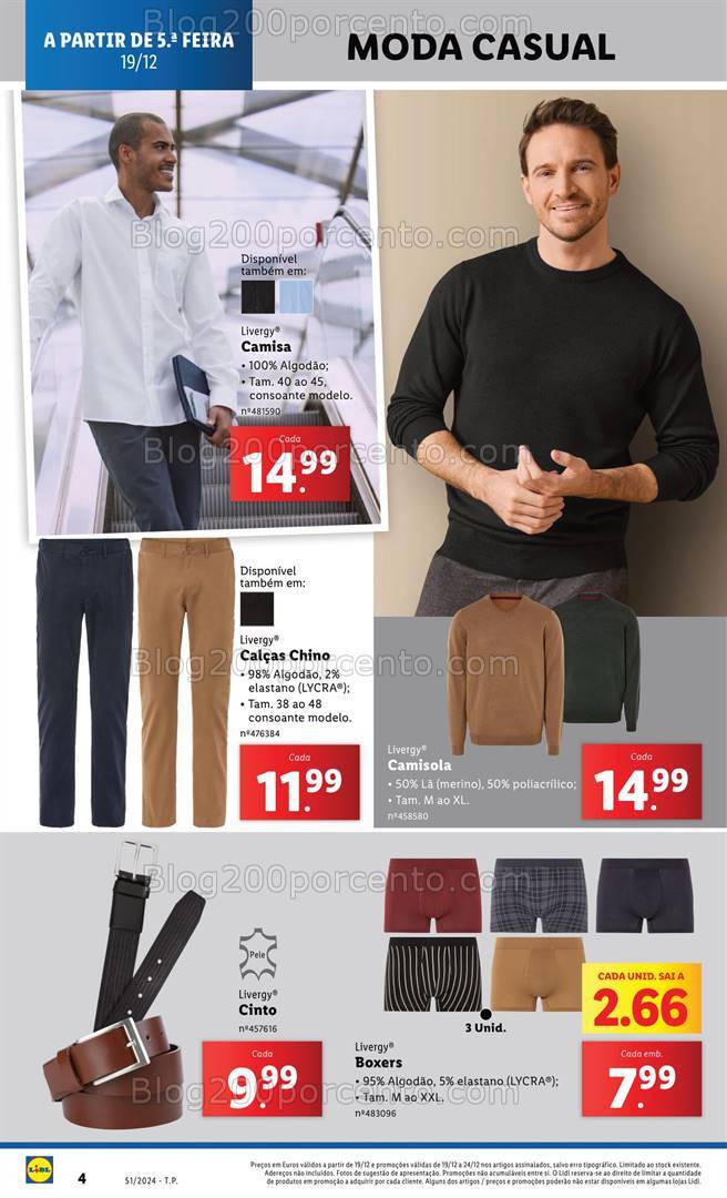 Antevisão Folheto LIDL Moda Promoções de 19 a 24 dezembro