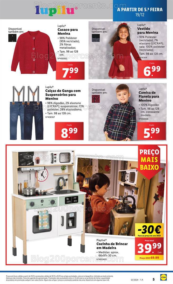 Antevisão Folheto LIDL Moda Promoções de 19 a 24 dezembro