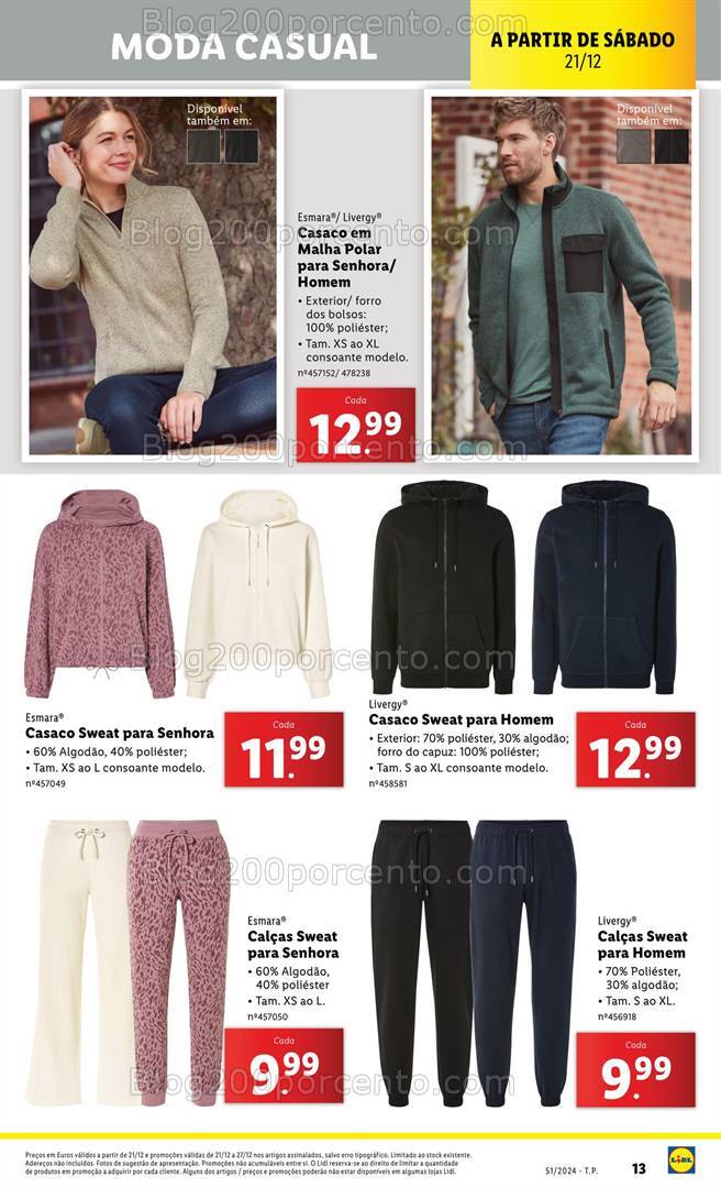 Antevisão Folheto LIDL Moda Casual Promoções de 21 a 27 dezembro