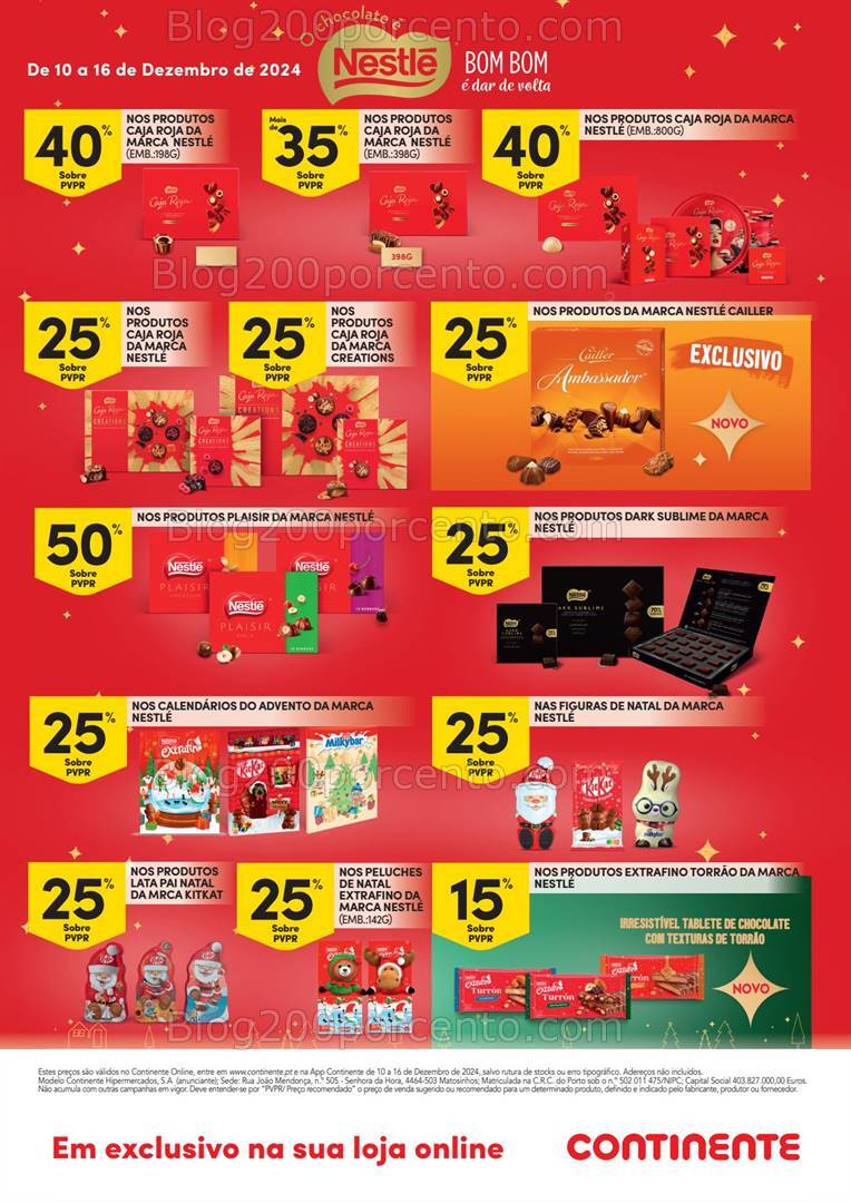 Antevisão Folheto CONTINENTE Especial Chocolates Promoções de 10 a 16 dezembro