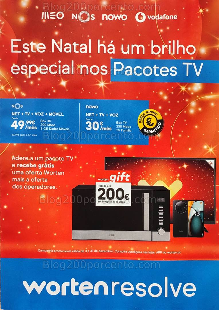 Antevisão Folheto WORTEN Mobile Natal Promoções de 3 a 31 dezembro