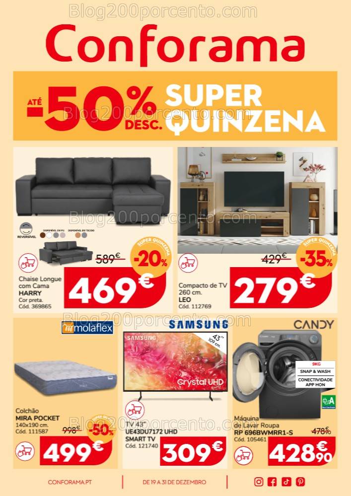 Antevisão Folheto CONFORAMA Promoções de 19 a 31 dezembro