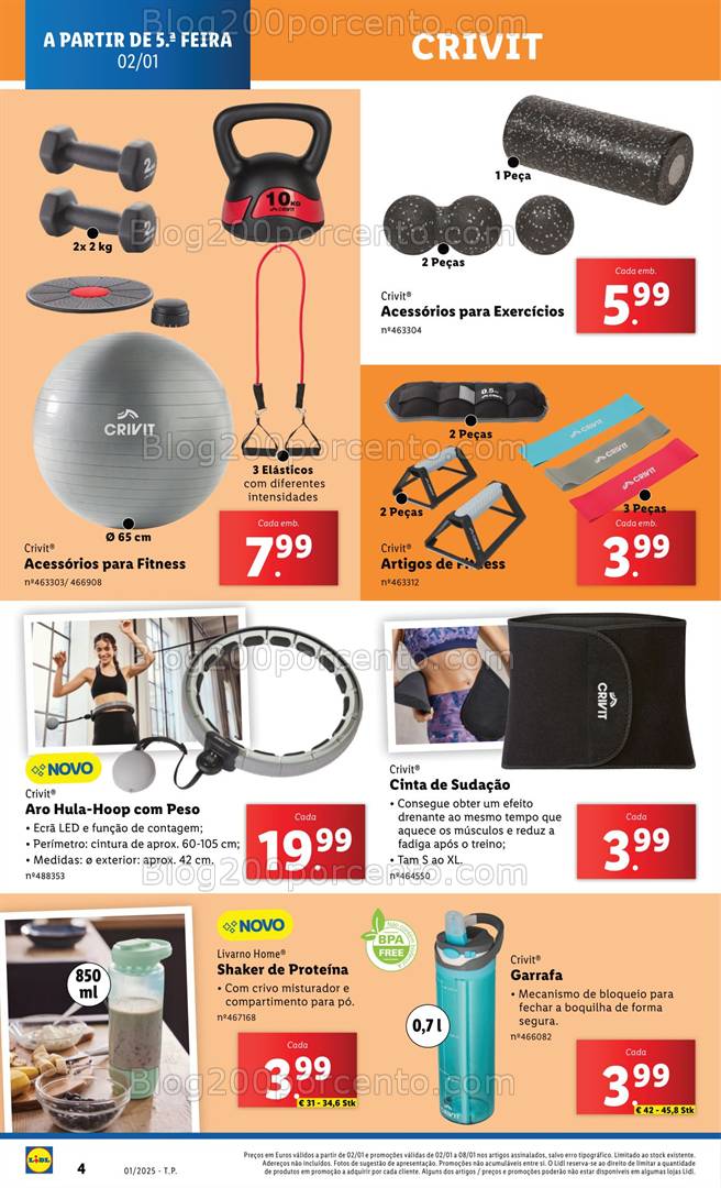 Antevisão Folheto LIDL Especial Crivit Promoções de 2 a 8 janeiro