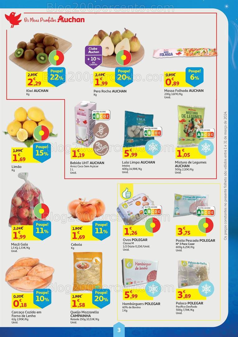 Antevisão Folheto AUCHAN Preços Congelados Promoções de 1 a 31 março