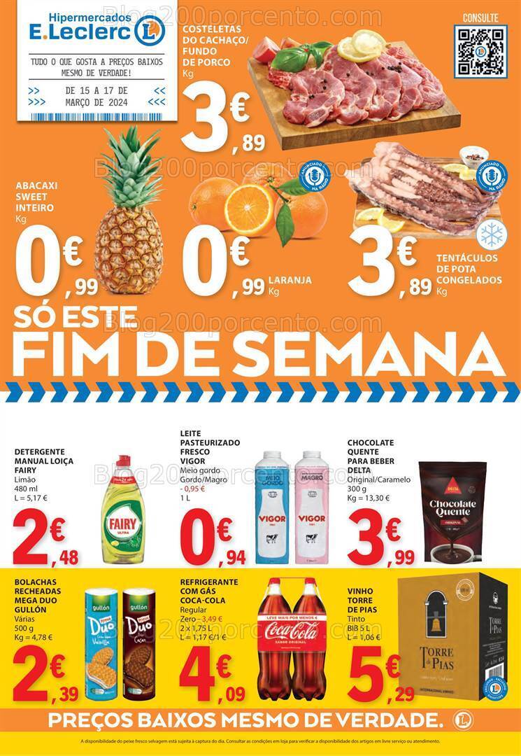 Antevisão Folheto E-LECLERC Promoções Fim de Semana - 15 a 17 março