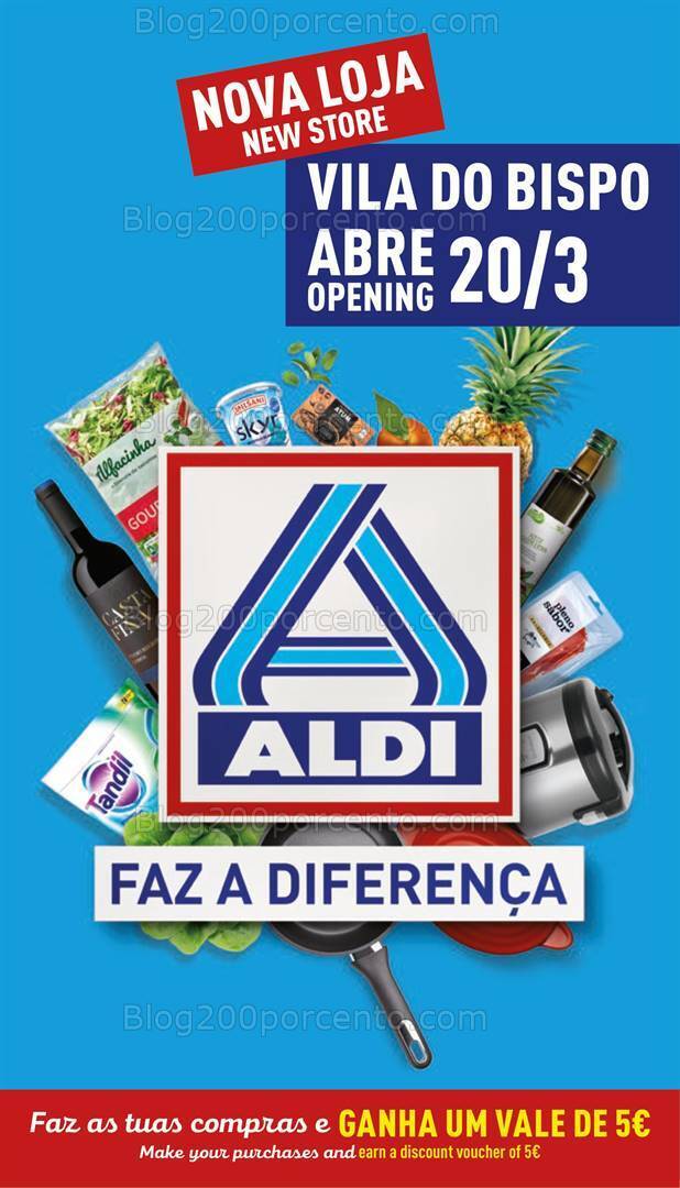Antevisão Folheto ALDI Saldos + Aberturas Vila do Bispo Promoções de 20 a 26 março