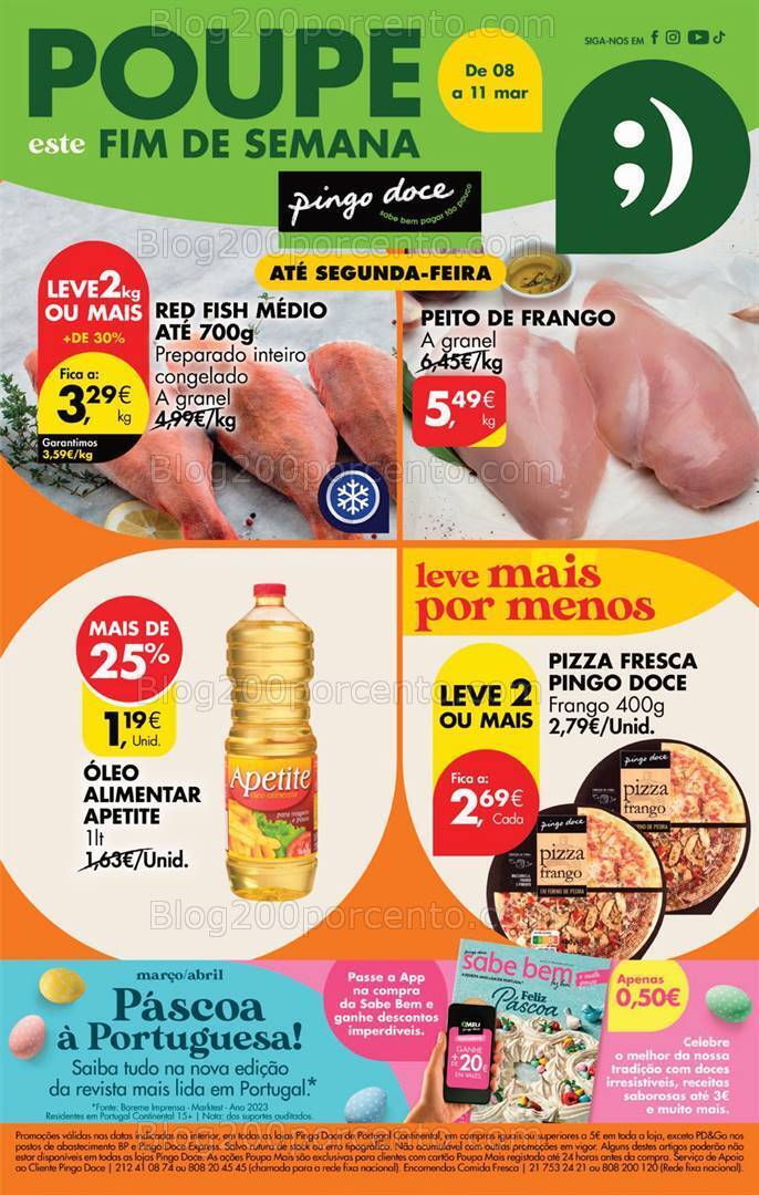 Antevisão Folheto PINGO DOCE Promoções Fim de Semana de 8 a 11 março