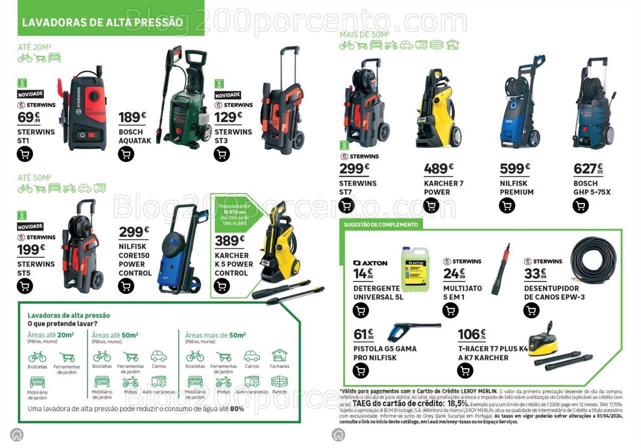 Antevisão Folheto LEROY MERLIN Catálogo Jardim Motorizados Promoções até 14 maio