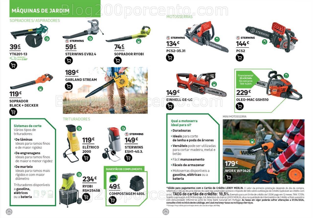 Antevisão Folheto LEROY MERLIN Catálogo Jardim Motorizados Promoções até 14 maio
