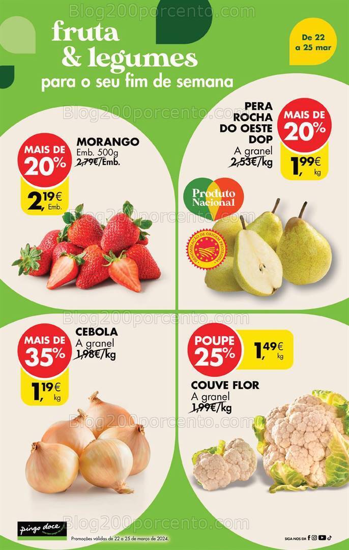 Antevisão Folheto PINGO DOCE Promoções Fim de Semana - 22 a 25 março