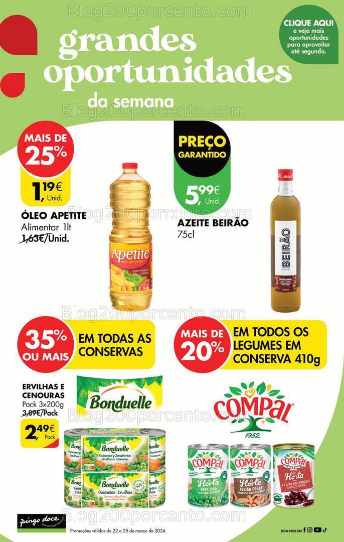Antevisão Folheto PINGO DOCE Promoções Fim de Semana - 22 a 25 março