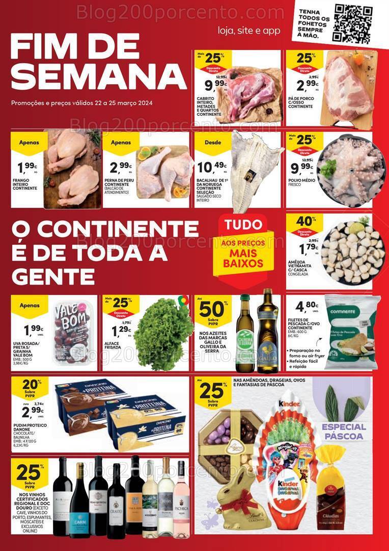 Antevisão Folheto CONTINENTE Promoções Fim de Semana - 22 a 25 março