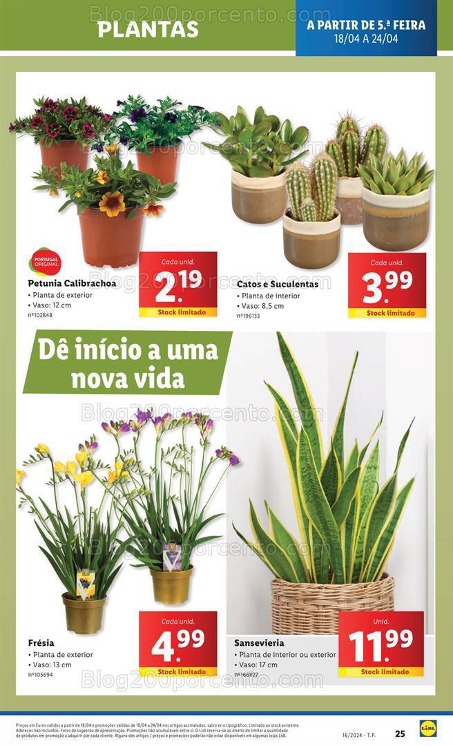Antevisão Folheto LIDL Mercado de Plantas Promoções de 18 a 24 abril