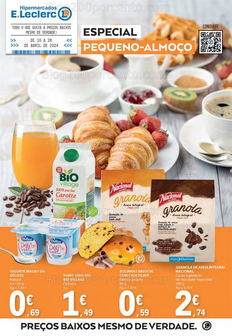 Antevisão Folheto E-LECLERC Especial Pequeno Almoço Promoções de 16 a 28 abril