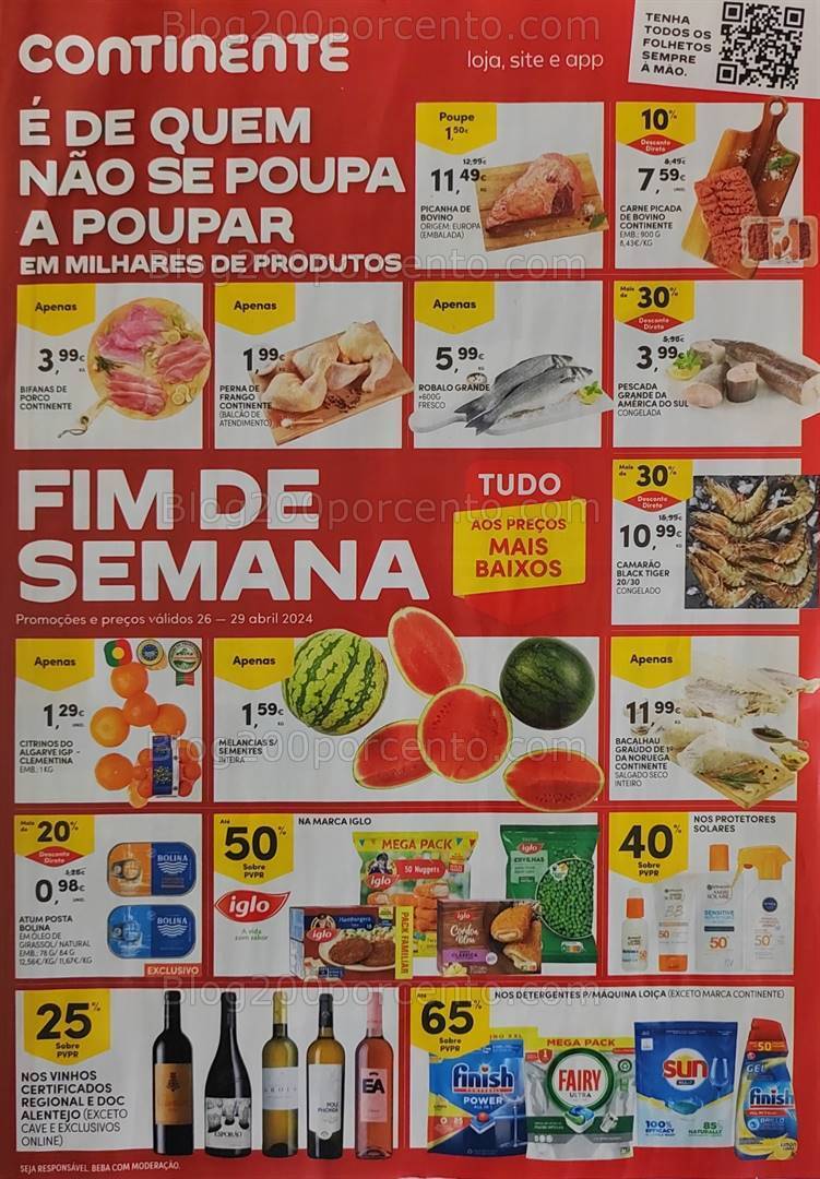 Antevisão Folheto CONTINENTE Promoções Fim de Semana de 26 a 29 abril