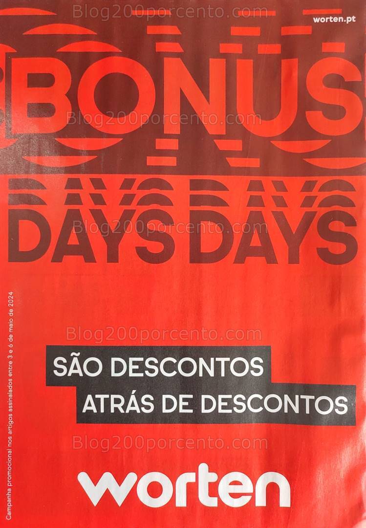 Antevisão Folheto WORTEN Bonus Days Promoções de 3 a 6 maio