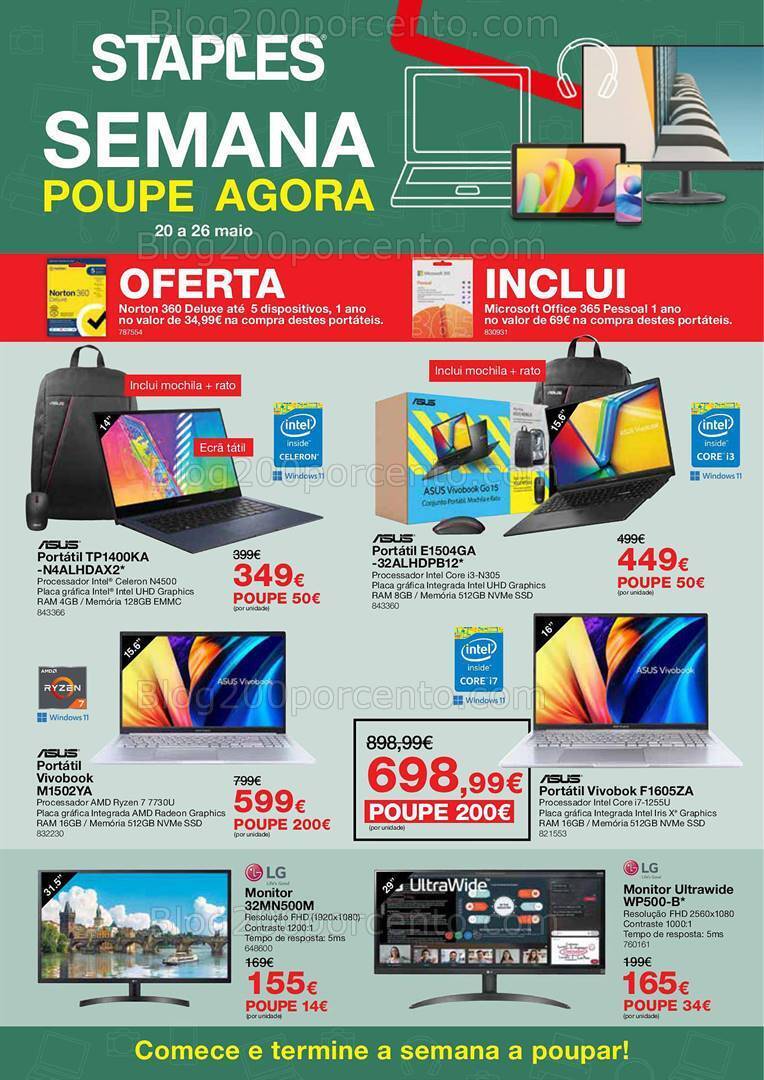 Antevisão Folheto STAPLES Promoções de 20 a 26 maio