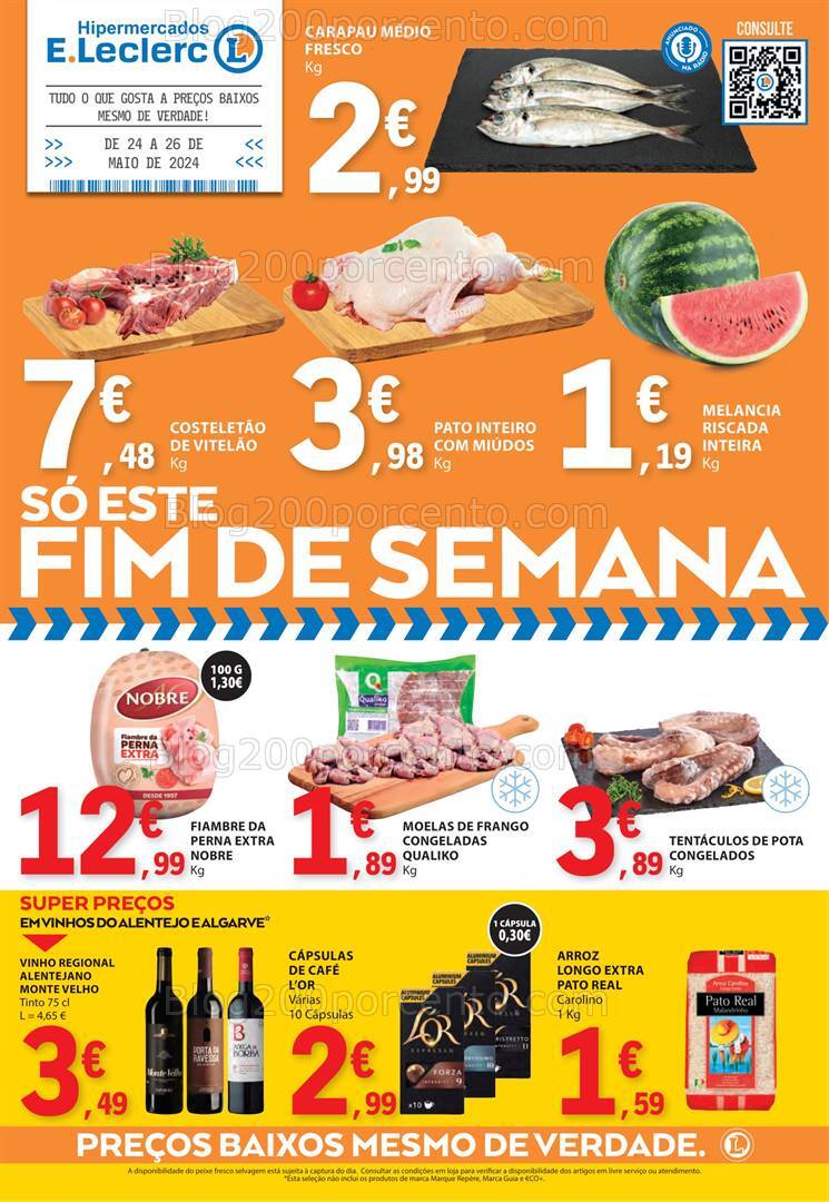 Antevisão Folheto E-LECLERC Promoções Fim de Semana - 24 a 26 maio