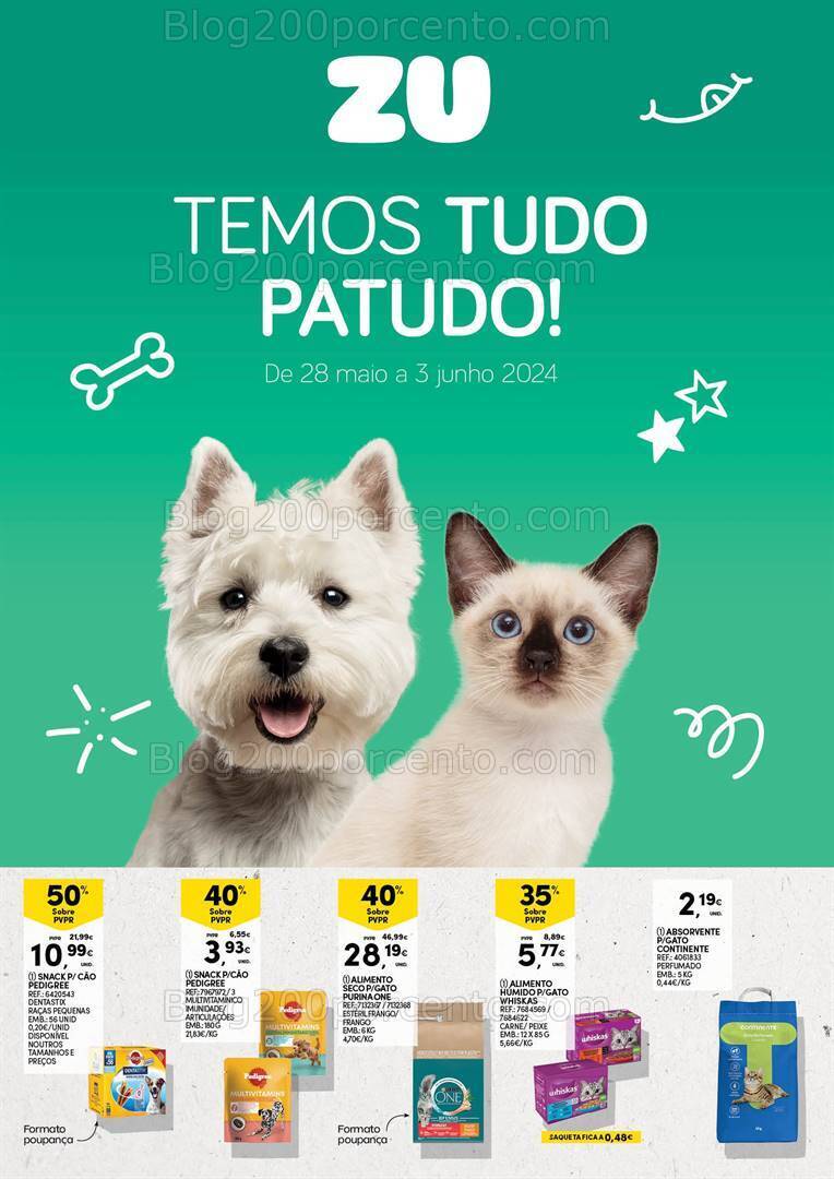 Antevisão Folheto CONTINENTE - ZU Pet Care Promoções de 28 maio a 3 junho