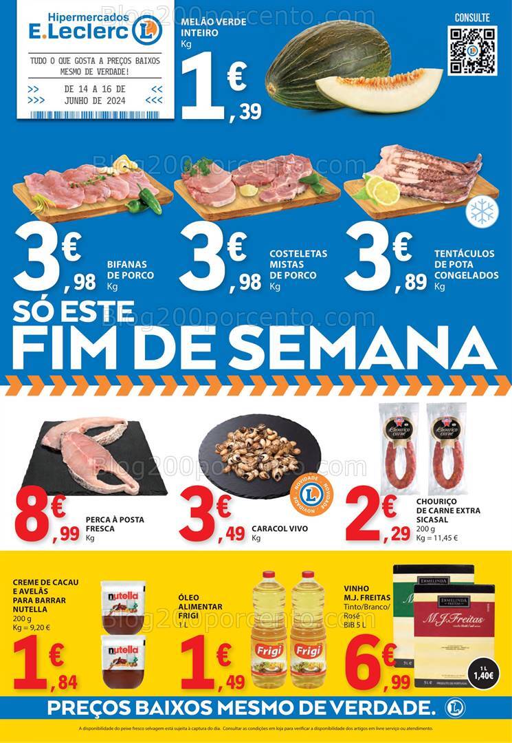 Antevisão Folheto E-LECLERC Promoções Fim de Semana - 14 a 16 junho