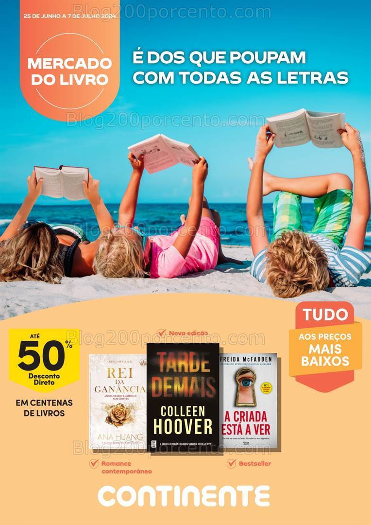 Antevisão Folheto CONTINENTE Mercado do Livro Verão Promoções de 25 junho a 7 julho