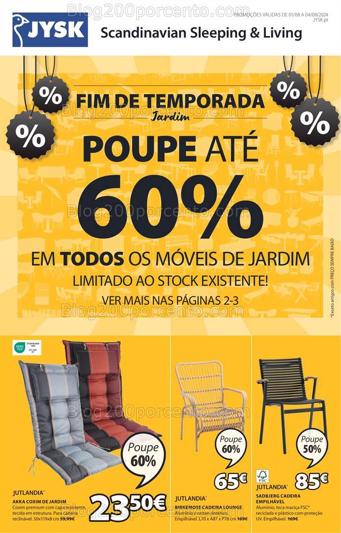 Antevisão Folheto JYSK Saldos de Verão Promoções de 1 agosto a 4 setembro