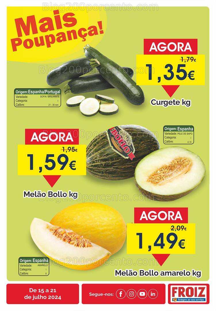 Antevisão Folheto FROIZ Promoções de 15 a 21 julho