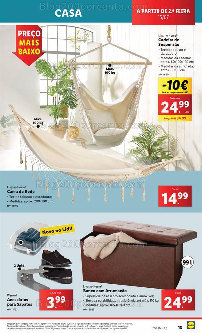 Antevisão Folheto LIDL Bazar Casa Promoções de 15 a 17 julho