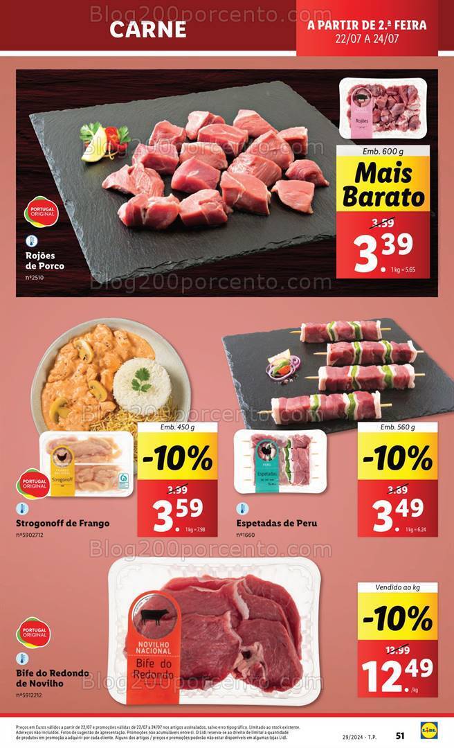 Antevisão Folheto LIDL Supermercado Promoções de 22 a 24 julho